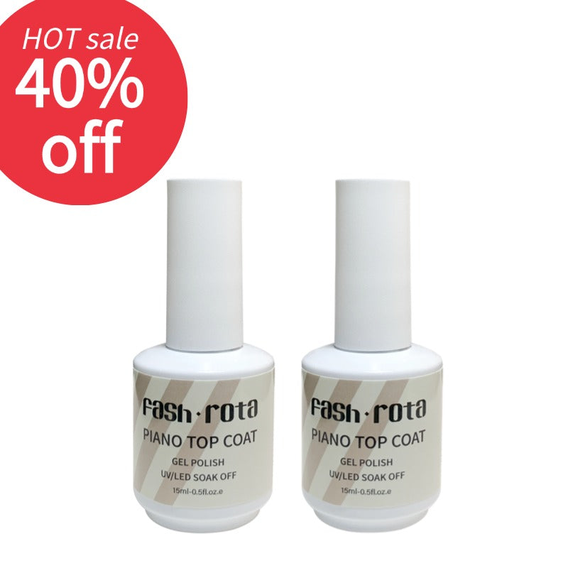 Fash Rota Piano Top Coat Nail Polish Gel - 2PCS 15ML No Wipe Top Coat Gel Nail Polish High Gloss Shine Finish Long Lasting Home Professional Manicure