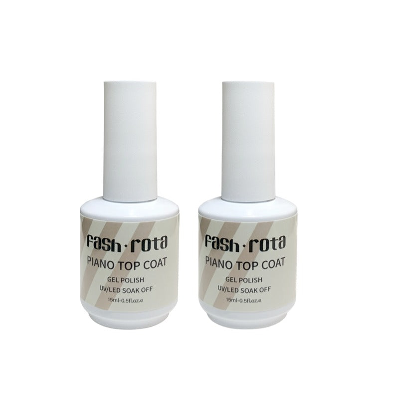 Fash Rota Piano Top Coat Nail Polish Gel - 2PCS 15ML No Wipe Top Coat Gel Nail Polish High Gloss Shine Finish Long Lasting Home Professional Manicure